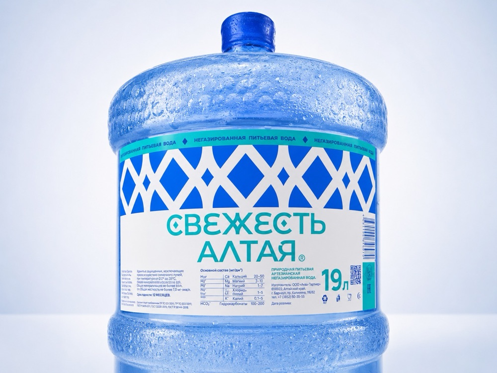 Маркировка на поликарбонатной бутыли воды «Свежесть Алтая»